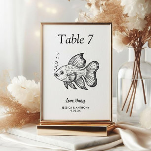 Simple Black and White Pet Wedding Table Number