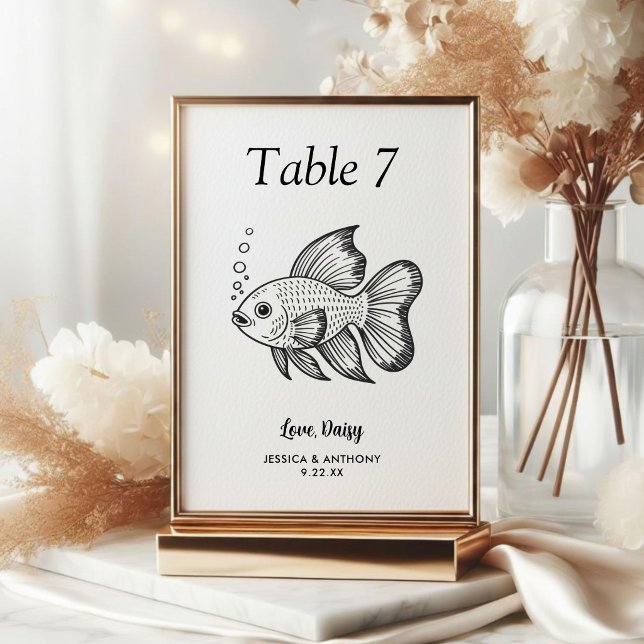 Simple Black and White Pet Wedding  Table Number (Creator Uploaded)