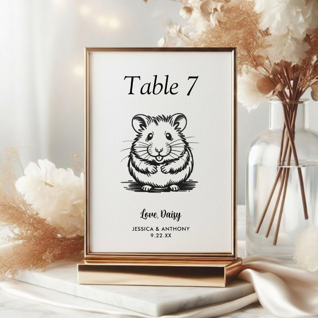 Simple Black and White Pet Wedding  Table Number (Creator Uploaded)