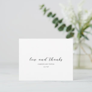 Simple Black and White Photo Clean Wedding Thank You Card
