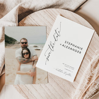 Simple Black and White Photo Save The Date Card