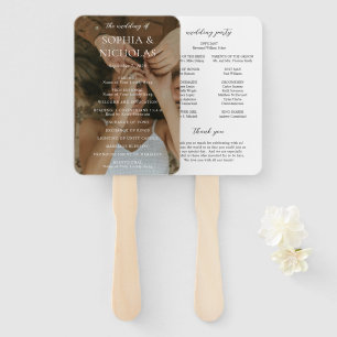 Simple Black and White Photo Wedding Program Hand Fan