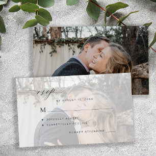 Simple black and white photo wedding RSVP Enclosure Card