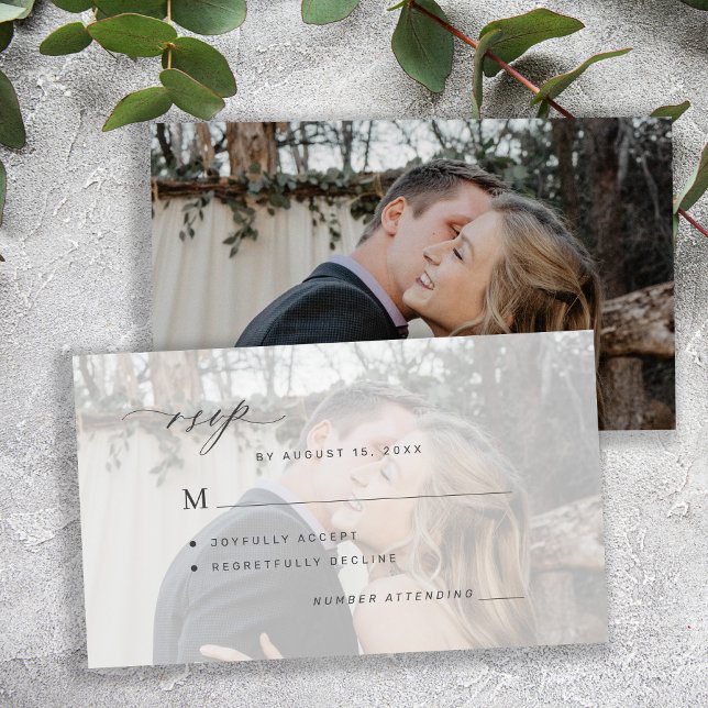 Simple black and white photo wedding RSVP Enclosure Card (This is a MINI CARD. Bigger sizes available)