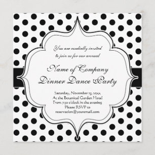 Simple Black and White Polka Dot Basic Pattern Invitation