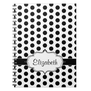 Simple Black and White Polka Dot Basic Pattern Spiral Notebook