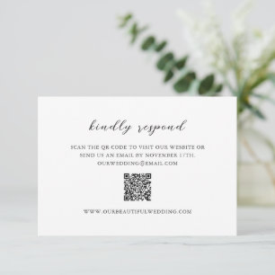 Simple Black and White QR Code Clean Wedding RSVP Card