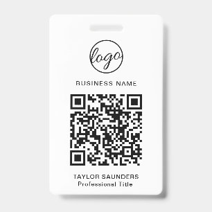 Simple Black and White QR Code Employee ID Badge