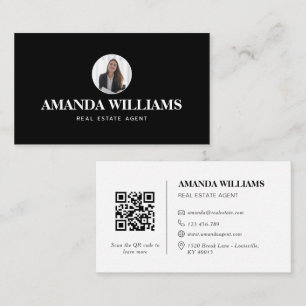 Simple Black and White Real Estate Agent Business Card
