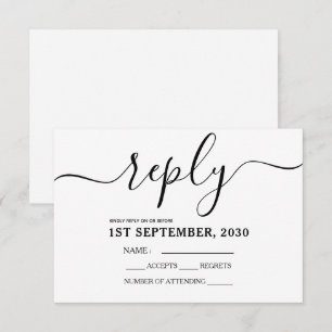 Simple Black And White Reply RSVP Card