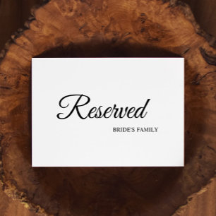 Simple Black and White Reserved Sign