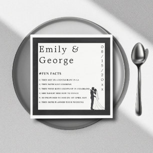Simple Black And White Romantic Couple Wedding Napkin