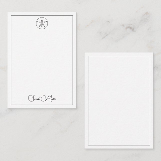 Simple Black and White Sand Dollar Personalised Card (Front/Back)