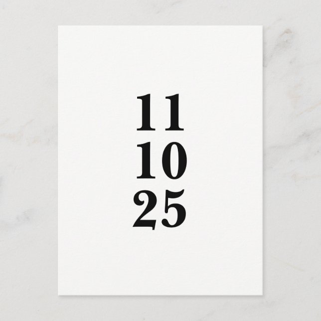 Simple black and white save the date postcard (Front)