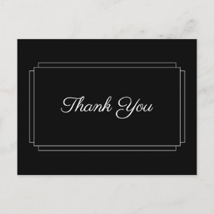 Simple Black and White Script Business Thank You Postcard