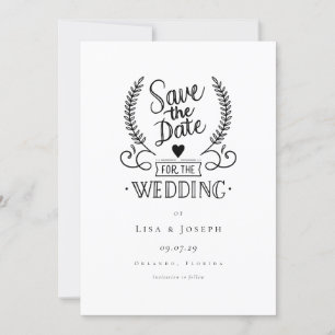 Simple Black and White Script Save the Date