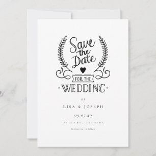 Simple Black and White Script Save the Date Invitation