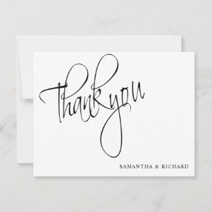 Simple Black And White Script Thank You Card
