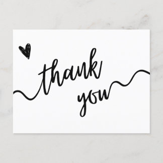 Simple Black and White Script Thank You Card