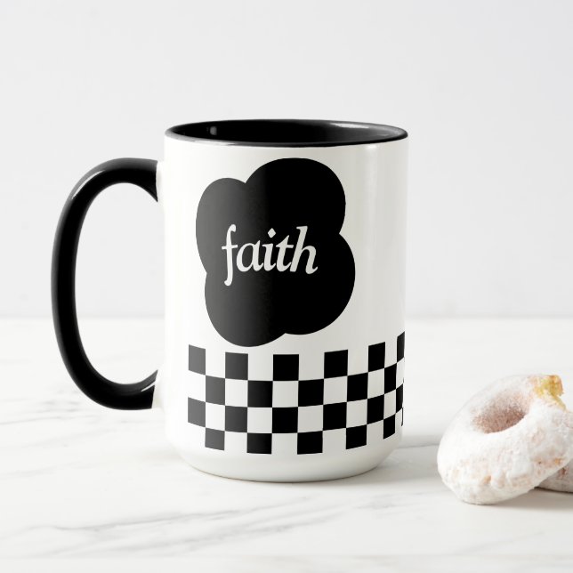 Simple black and white scripture Two-Tone mug  (With Donut)