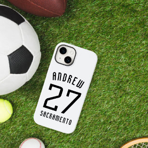 Simple Black and White Sports Number iPhone 14 Case