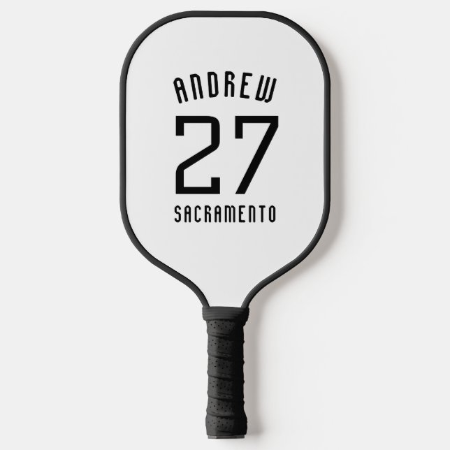 Simple Black and White Sports Number Pickleball Paddle (Front)