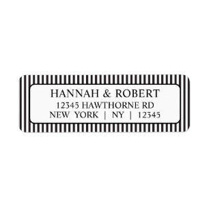 Simple Black and White Stripe Return Address