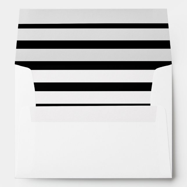 Simple Black and White Stripe Return Address Envelope (Back (Bottom))