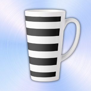 Simple Black and White Stripes Latte Mug