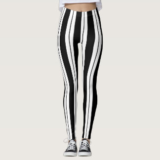 Simple Black and White Stripes Leggings