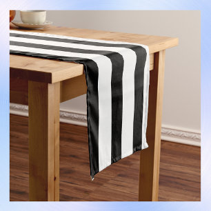Simple Black and White Stripes Long Table Runner