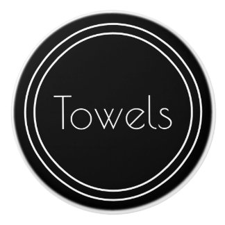 Simple Black and White Text Template Ceramic Knob