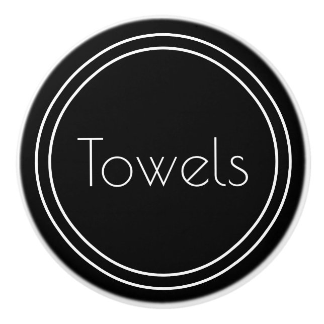 Simple Black and White Text Template  Ceramic Knob (Front)
