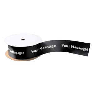 Simple Black and White Text Template Satin Ribbon