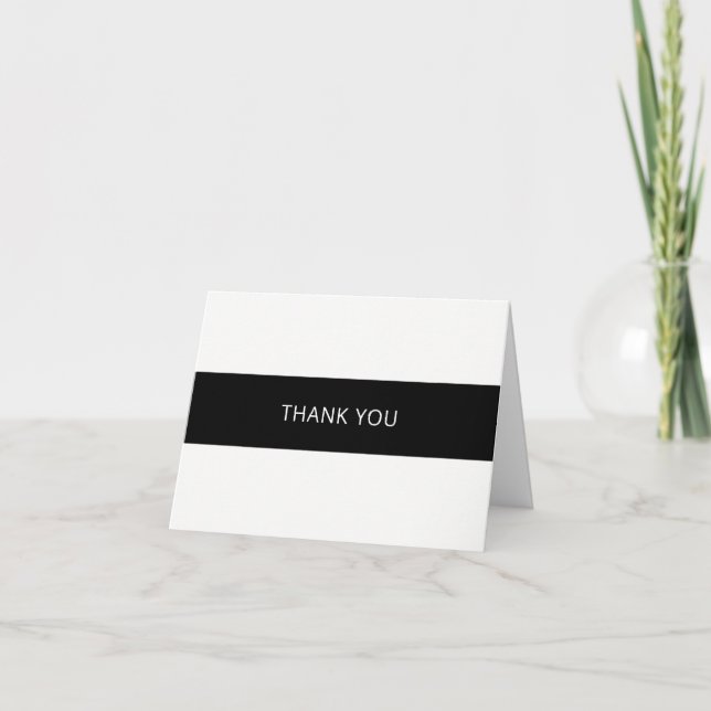 Simple black and white thank you card - folded (Front)