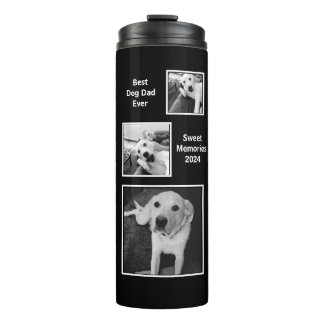 Simple Black and White Three Photo Minimalist Thermal Tumbler