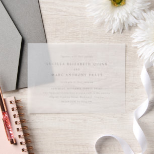 Simple Black and White Timeless Wedding Vellum Invitations