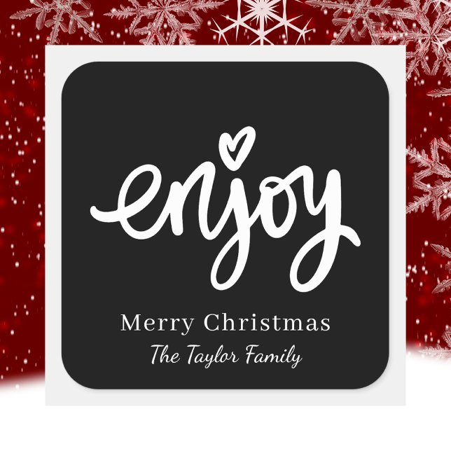 Simple Black and White Typography Christmas Baking Square Sticker (Creator Uploaded)