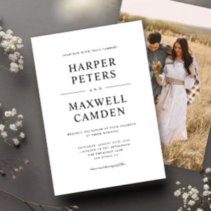 Simple Black and White Typography Wedding Invitation