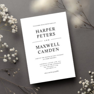 Simple Black and White Typography Wedding Invitation