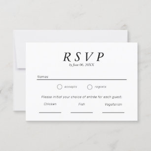 Simple Black and White Typography Wedding RSVP Card