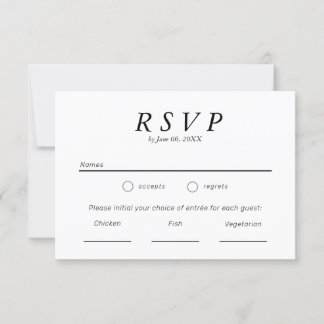 Simple Black and White Typography Wedding RSVP Card