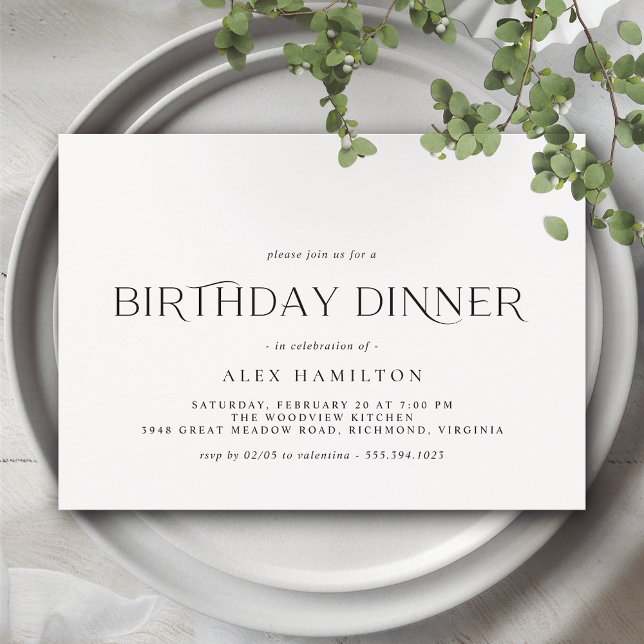 Simple Black and White | Unisex Birthday Dinner Invitation (Creator Uploaded)