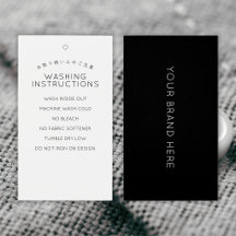 Simple Black and White Washing Instructions Tag