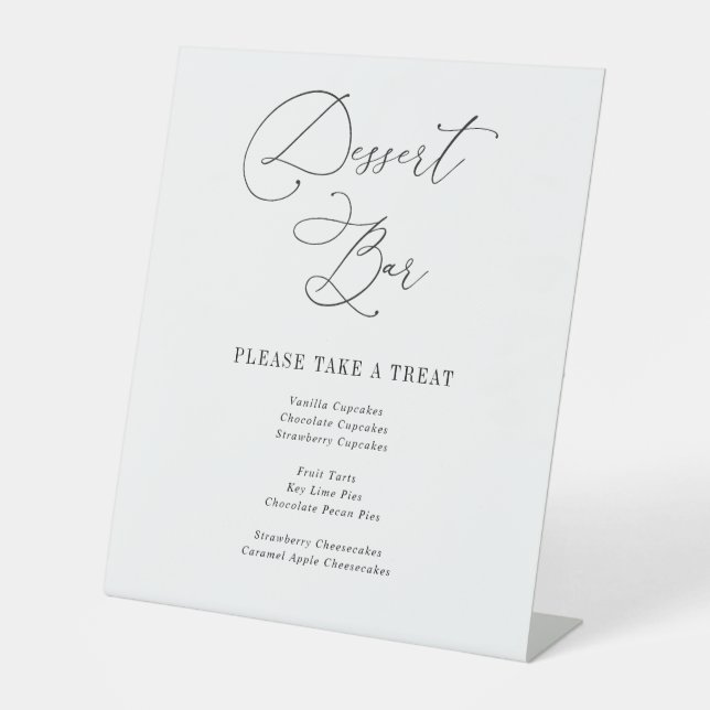 simple black and white wedding Dessert bar sign (Front)