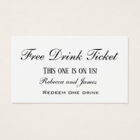 Simple Black and White Wedding Free Drink Ticket