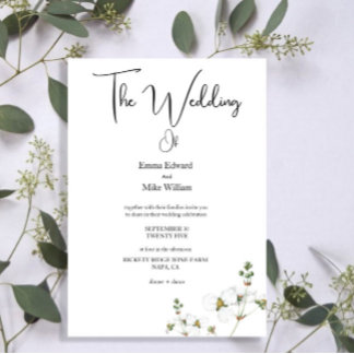 Simple Black and White Wedding Invitation