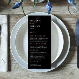 Simple Black and White Wedding Menu
