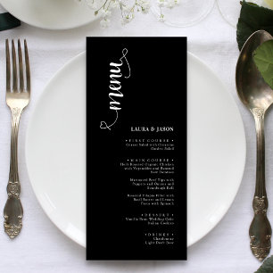 Simple Black and White Wedding Menu Cards