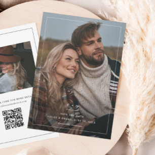 Simple Black and White Wedding Photo Save The Date
